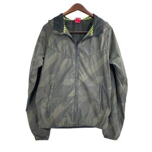 NIKE RU Green Fly Windrunner Running Hooded Jacket 687563 Mens Small Lightweight